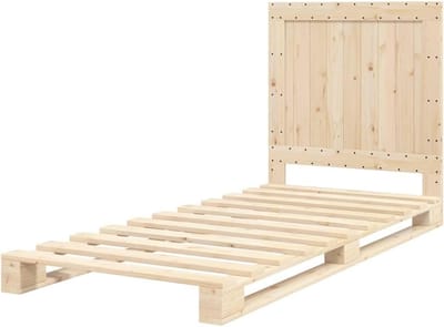 Bedframe met hoofdbord - Eenpersoonsbed - Goede nachtrust - Massief grenenhout - 90 x 200 cm - Natuurlijk hout