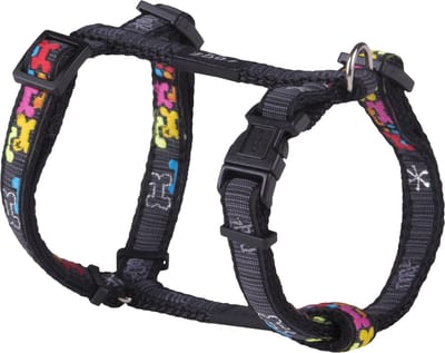 Rogz Jelly Tuigje Bone - Hondenharnas - Zwart Multi-Color S