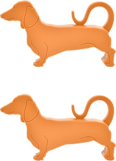 Esschert deurstopper/deurwig teckel - 2x - kunststof - bruin - 15 x 9 x 3 cm