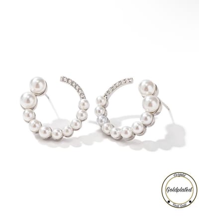 Soraro Bubble Zirkonia Earrings | Zilverkleurig | Goldplated | Parel | Zirkonia | Dames Oorbellen | Elegante Oorbellen | Cadeau Voor Haar | Verjaardag Cadeau |