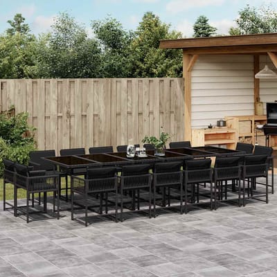 vidaXL - 17-delige - Tuinset - met - kussens - poly - rattan - zwart