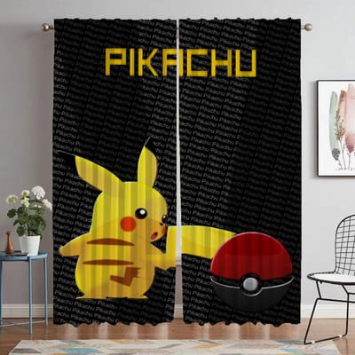 Elegante Kamergordijnen voor Camera Pokemon Verduisteringsgordijn voor Kamer 2 Panel Home Interieurgordijnen Shades Halloween Decoratie W50xH70cmx2pcs-CL