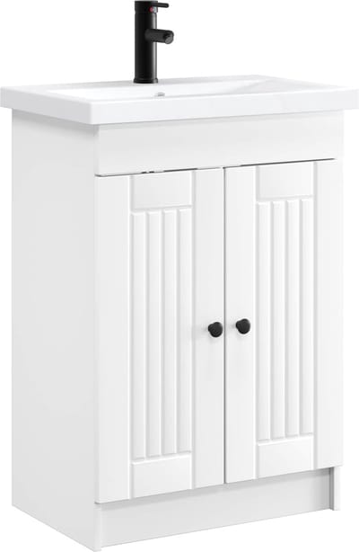 vidaXL - Badkamermeubel - Set - Wit - 56 - x - 37,5 - x - 81 - cm - Bewerkt - hout