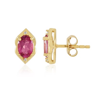 Cavill - Oorbellen 925 Sterling Zilver - 1,709 ct Roze Topaas & Zirkonen - Goud Vermeil - Ovaal Geslepen Edelsteen - Luxe Elegante Sieraden