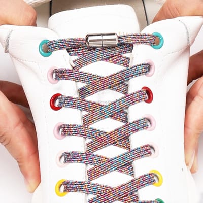 Go Go Gadget - Elastische Veters - Glitter veters - Met draaisluiting - Gemakkelijk veters strikken - 1 paar - Plat - 105cm