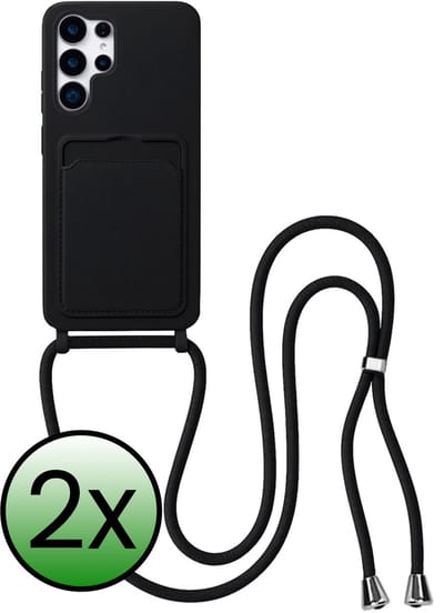 Hoes Geschikt voor Samsung S26 Ultra Hoesje Met Koord - Telefoonhoesje Geschikt voor Samsung Galaxy S26 Ultra Backcover Met Afneembaar Koord - Zwart - 2 Stuks