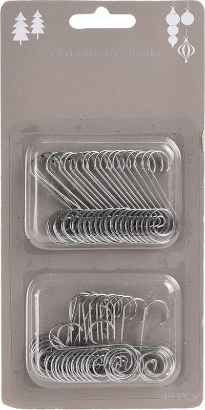 Kerstbalhaakjes zilver 40-delig