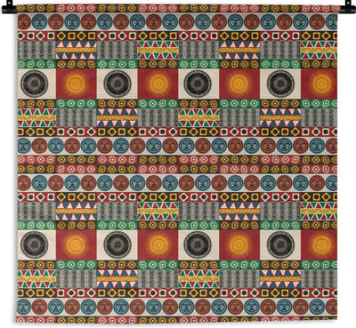 Wandkleed - Wanddoek - Patronen - Maya - Details - Zuid-Amerika - 180x180 cm - Wandtapijt