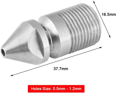 Dailygoods- Afvoer Reinigingsmondstuk Roestvrij Staal SS304 - Hogedrukreiniger - 3/8" BSP Buitendraad - Riolering - Schrobben - Duurzaam - Hogedrukreiniger Mondstuk