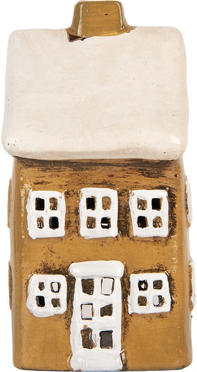Clayre & Eef Waxinelichthouder Huis 8x7x15 cm Bruin Keramiek