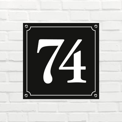 Huisnummerbord Mat zwart Deluxe - Nummer 74 - incl. bevestiging