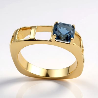 Cavill - 375 Geelgouden Ring - 1,26 ct Londenblauwe Topaas - Asscher Geslepen Edelsteen - Luxe Gouden Ring Dames - Braziliaanse Topaas