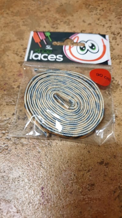 Smalle Platte veters 90cm panter patroon zwart geelbruin - Fashion veters SL in panter patroon plat ca 6mm breed