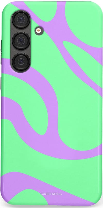 Casetastic Hoesje Geschikt voor Samsung S25 Plus - Stijlvolle Beschermende Duo-layer Case - Pastelgolven Mint-Lila