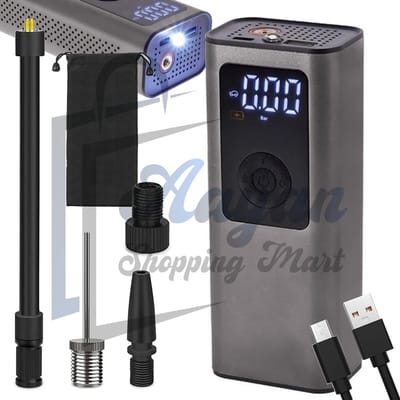 Oplaadbare Elektrische Luchtcompressor – Auto & Fiets – LCD-Display – 150 PSI / 10 Bar – Draagbare Bandenpomp – luchtcompressor – elektrische bandenpomp – electrische fietspomp – electrische fietspomp oplaadbaar – 63683