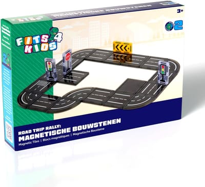 Fits4Kids® Magnetic Tiles - Road Trip Rally - 24-delig - Magnetisch Speelgoed - Bouwstenen - Montessori - STEM Speelgoed - 3+ jaar