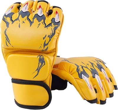 Halve Vinger Handschoenen - Bokshandschoenen Training - Vechtsport Fitness - Extra Duim Bescherming - 24x13x5 cm - Geel