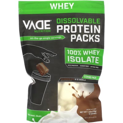 Vade Nutrition, Pack de Protéines Solubles, 100% Isolat de Whey, Chocolat & Vanille, 1,6 lb (735 g)