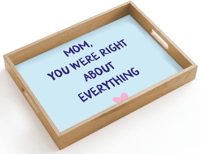 Dienblad hout 40x30 cm - Schootdienblad - Moeder - Quote - Blauw - Borrelplank rechthoek - Plateau dienbladen