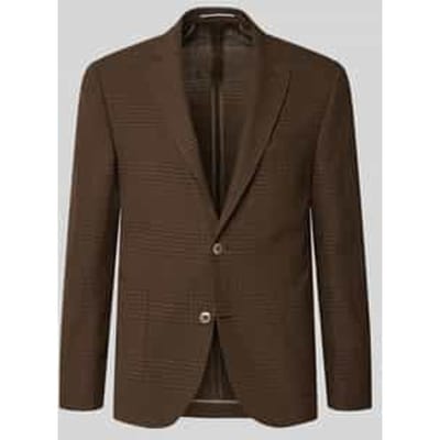 slim fit 2-knoops colbert van mix van katoen en linnen