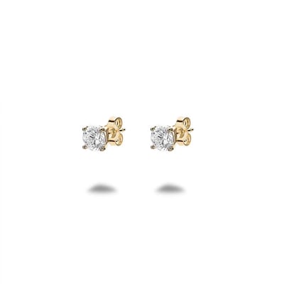 Twice As Nice Oorbellen in 18kt verguld zilver, zirkonia, 5 mm
