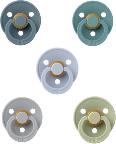 Bibs fopspenen 0-6 maand set 5 stuks Petrol,Island Sea,Sage,Dusty Blue en Cloud maat 1