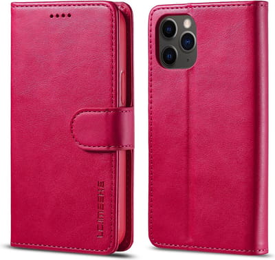 LC.IMEEKE Hoesje - Geschikt voor iPhone 12 Hoesje - LC.IMEEKE Luxe Book Case - Roze