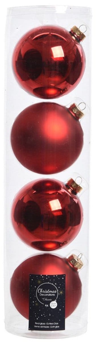 Decoris kerstballen - 12x st - rood - D10 cm - glas - kerstversiering