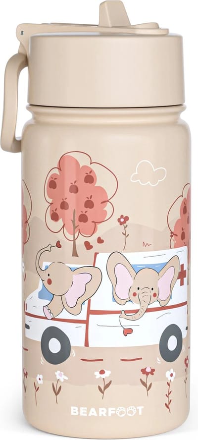 Drinkbeker - schoolbeker - thermosfles - Ambulance Olifant - met rietje