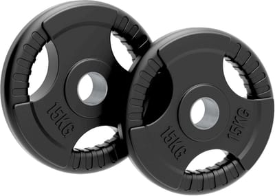 Olympische schijven 15kg paar - tri-grip - rubberlaag - 50mm gat