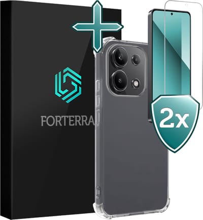Hoesje Met Screenprotector - 2 stuks - Geschikt voor Xiaomi Redmi Note 13 4G - Sterk & Shockproof - Back Cover - Siliconen Case - Telefoon Hoes - Shock Proof - Transparant