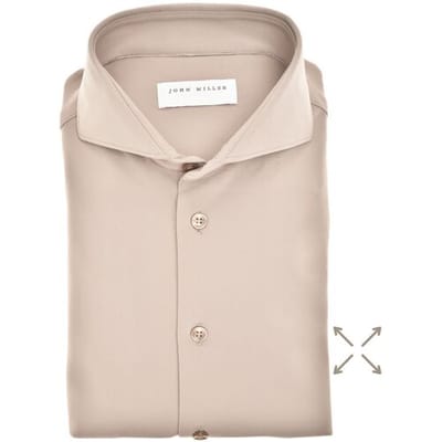 John Miller Overhemd Plain Hyperstretch Comfort Shirt Licht Bruin / male