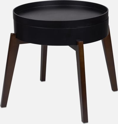 Gusta - Bijzettafel - Dienblad - Opbergen - Zwart Bruin - Hout - ø45x40cm