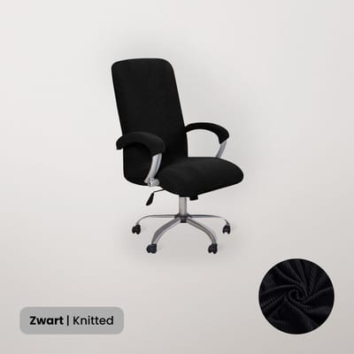 BankhoesDiscounter Bureaustoel Hoes – Bureaustoel Beschermer – Stoelhoezen Stretch – Stoelhoes Bureaustoel – Knitted Chair Cover – Zwart