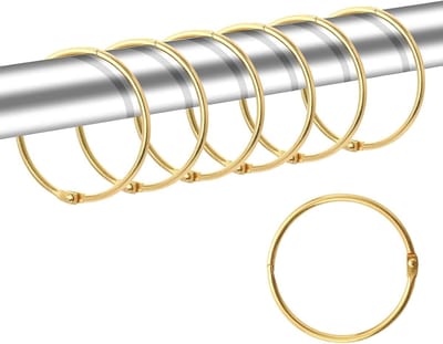 Gordijnringen - Douchegordijnringen Ringen - Gordijnen Ophangen - Open en Sluitbaar - 50 mm Binnendiameter - Goud