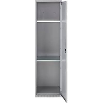 Schäfer Shop Genius multifunctionele kast FS, modulair, afzonderlijk uittrekbaar, 2 legborden, tot 250 kg, B 545 x D 520 x H 1950 mm, staal, witaluminium/blank aluminium