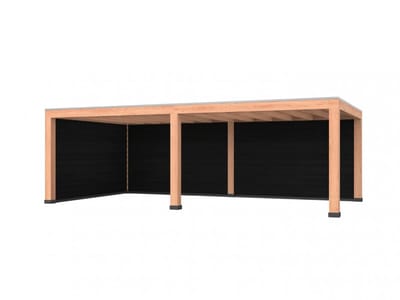 Douglas overkapping, 750 x 400, met achterwand en zijwand, Westwood Modern Basic zwart