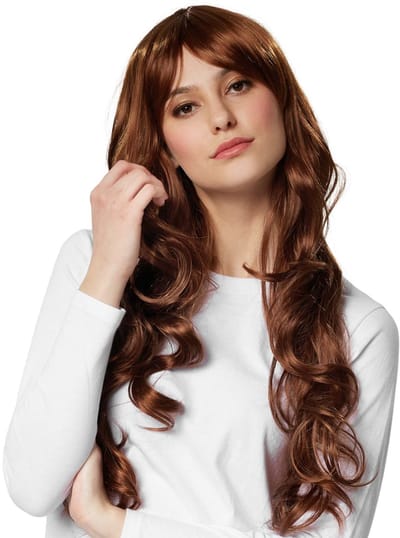 dressforfun - Pruik lang haar lokken bruin - verkleedkleding kostuum halloween verkleden feestkleding carnavalskleding carnaval feestkledij partykleding - 303623