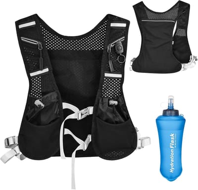 Famanu – Loopvest dames en heren - 1 drinkfles 500 ml - verstelbare borstbanden - ultralicht - reflecterend - hydratatiepack - hardlopen - fietsen - extra breed