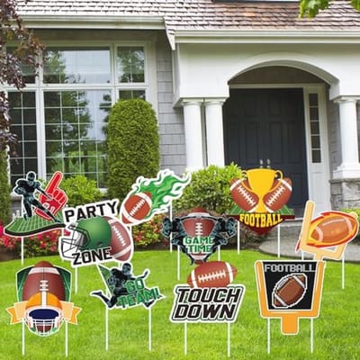 Voetbal Tuin Decoraties - 10 Stuks Sport Thema Teken met Palen voor Buiten