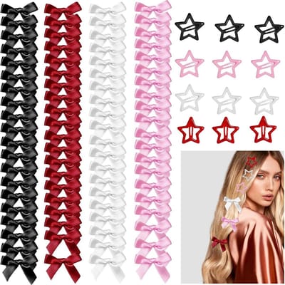 92-Delige Set Haarspeldjes met Strikjes en Sterren - Decoratieve Haaraccessoires voor Meisjes