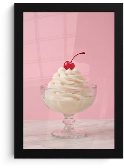 Poster in lijst - Fotolijst 20x30 cm - Posters - Kers - Slagroom - Roze - Posterlijst zwart - Decoratie - Wanddecoratie woonkamer - Muurdecoratie slaapkamer