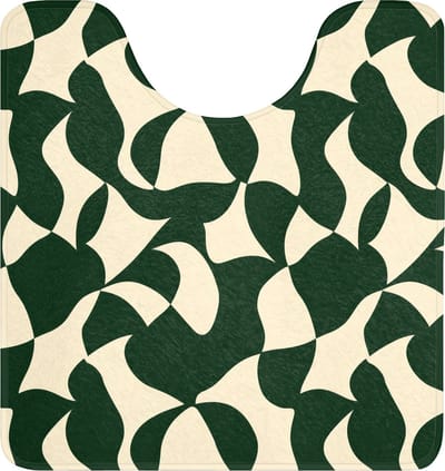 WC mat met uitsparing 55x60 cm - Antislip - Groen - Organische vlakken - Crème - Toiletmat met uitsnijding - Vloermat - Douchemat - Toilet tapijt - Toiletmatten