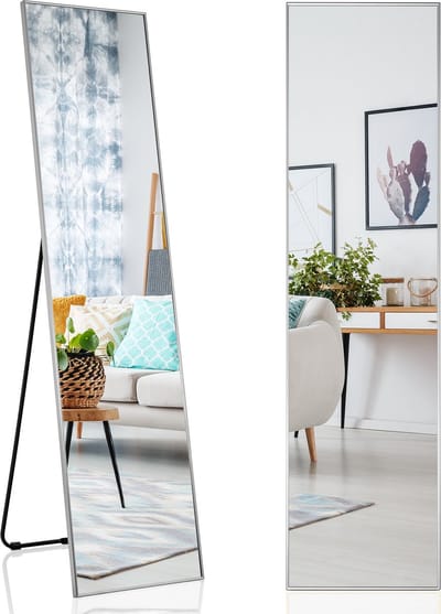 COSTWAY 160 x 40 cm full-body spiegel, 2-in-1 staande spiegel en wandspiegel, kleedspiegel, garderobespiegel voor slaapkamer, woonkamer en entrée