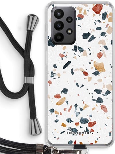 Case Company® - Hoesje met koord geschikt voor Samsung Galaxy A23 hoesje met Koord - Terrazzo N°4 - Telefoonhoesje met Zwart Koord - Bescherming aan alle Kanten en Over de Schermrand