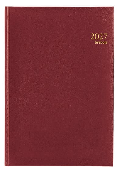 Brepols bureau agenda 2027 - OMEGA [0.030] - LIMA - Bureau agenda - 1 week op 2 pagina's - Weekoverzicht - Bordeaux - 21 x 29 cm