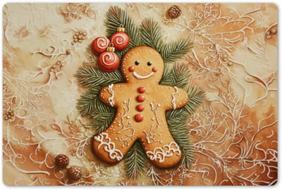 Placemats 45x30 cm - Placemat kunststof - 1 stuk - Kerstmis - Koekje - Poppetje - Speculaas - Borden onderleggers - Decoratie voor op tafel - Keuken tafeldecoratie accessoires - Vinyl onderlegger - Tafelversiering