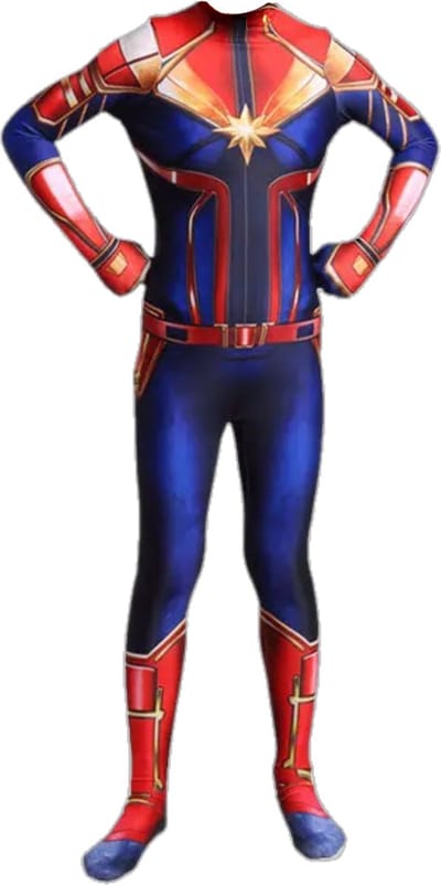Superheldendroom - Schildheldin Kostuum – Blauw‑Rood – Stretch - 104 (3/4 Jaar) - Verkleedkleding - Superheldenpak - Actieheld - Carnaval