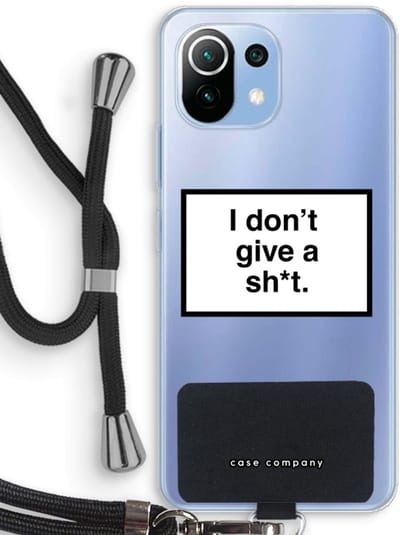 Case Company® - Hoesje met koord geschikt voor Xiaomi Mi 11 Lite hoesje met Koord - Don't give a shit - Telefoonhoesje met Zwart Koord - Bescherming aan alle Kanten en Over de Schermrand