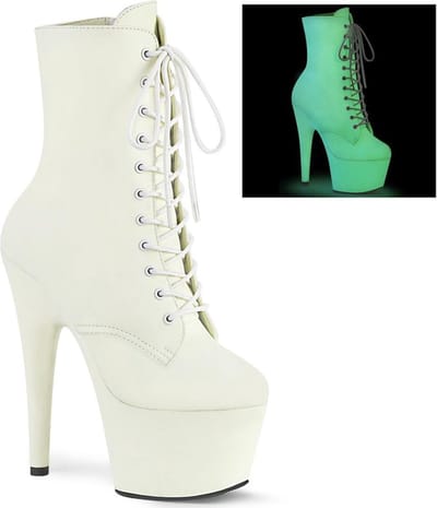 Pleaser - ADORE-1020GD Plateau Laarzen, Paaldans schoenen - Paaldans schoenen - 35 Shoes - Wit